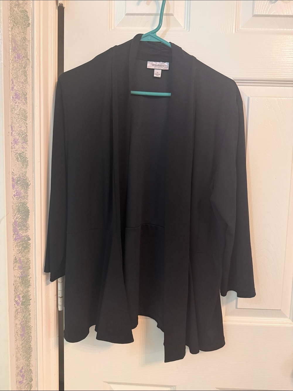 Dress Barn Black Open-Front Draped Cardigan